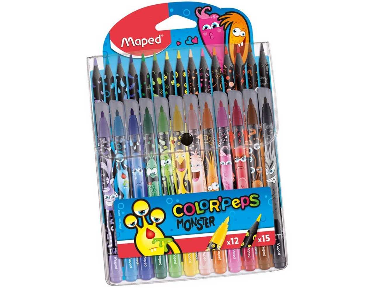 Felt Pen Color Peps Monster 12 Colors In A Pack + Colored Pencil Color Peps Monster 15 pcs. In A Pack