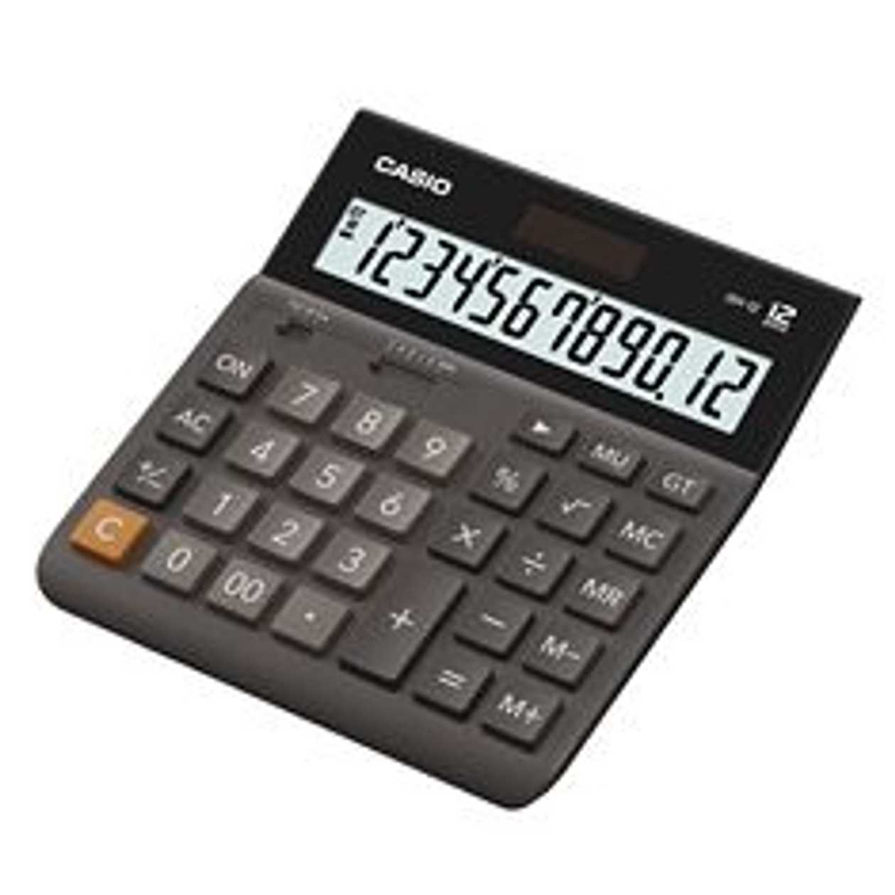 Desk Calculator Casio Dh-12-bk Black/black - 12 Digits, Standard And Solar Battery, Standard Logic