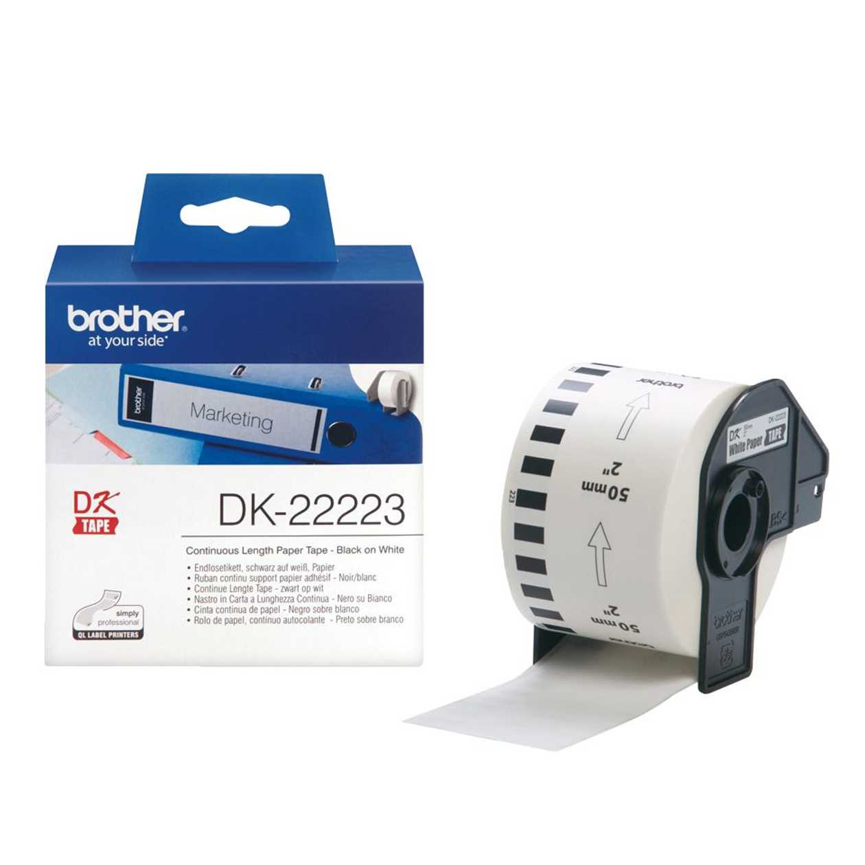 Adhesive Tape Brother Dk 22223, Rolling Paper Tape, 50 mmx30.48m, White
