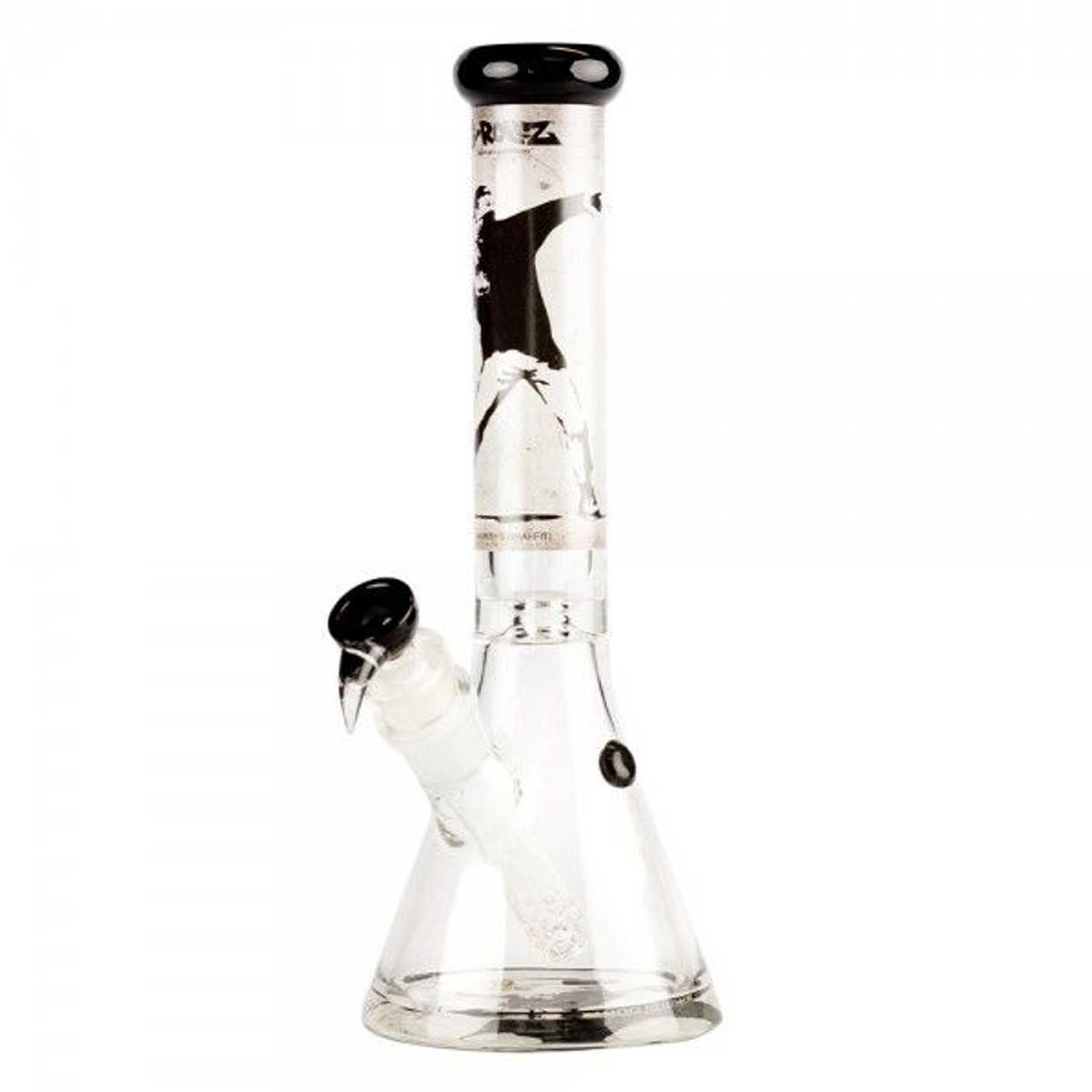 G-ROLLZ |BANSKY'S GRAFFITI 'FLOWER THROWER' GLASS BONG WHITE (G-ROLLZ)