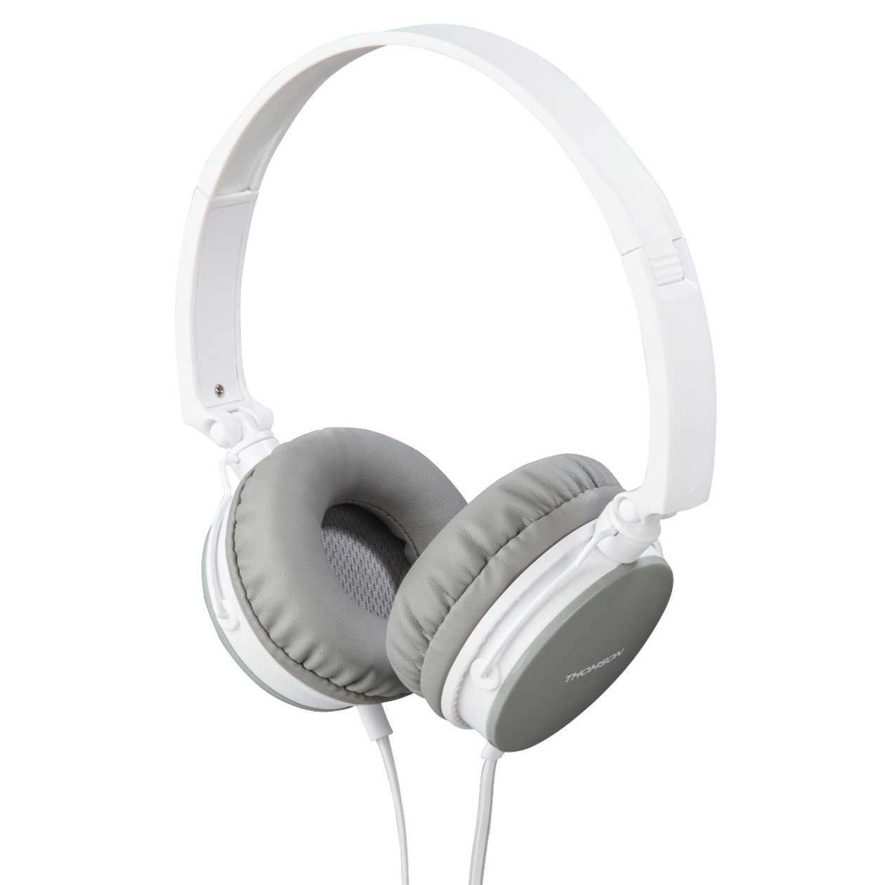 Headphones+Microphone Thomson Hed2207Wh/Gr Headphones, On-Ear 40 mm, White/Grey, 4-Pin 3.5 mm Stereo, Microphone On Cable, Cable 1.2M
