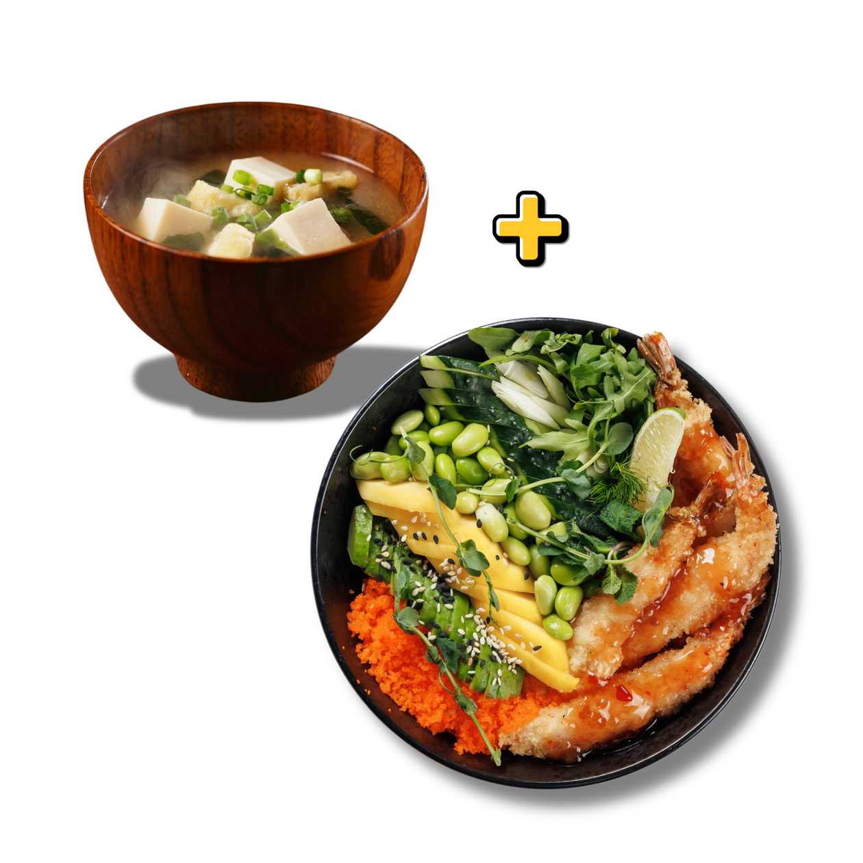 Miso soup + Panko shrimp bowl