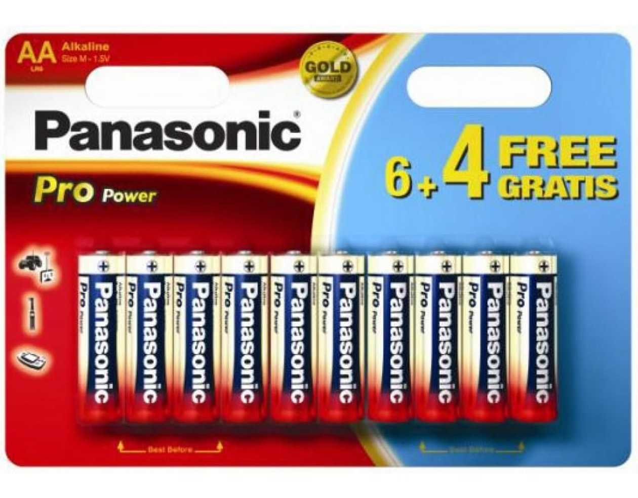 Batteries Panasonic Pro Power gold Aa Lr6ppg/10b, 10pcs Aa Batteries (6pcs + 4pcs Free)