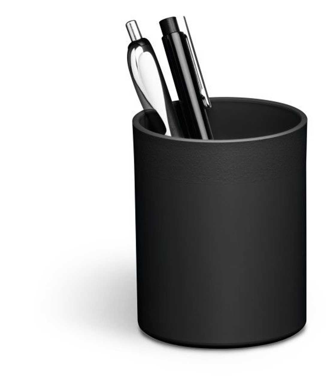 Pencil Cup Eco, Black, Round 80 mm, Height 100 mm, Durable, Blue Angel