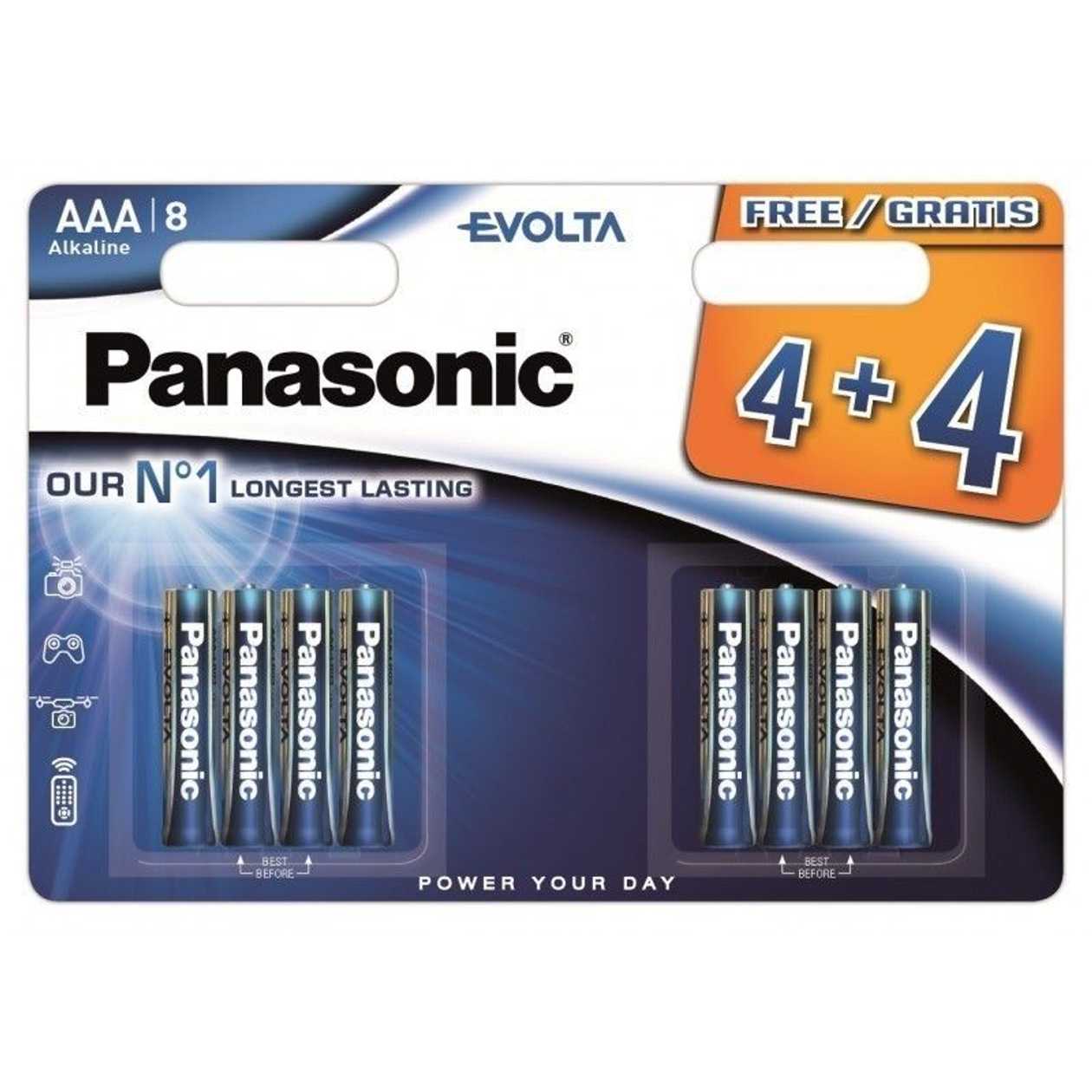 Batteries Panasonic Evolta Aaa Lr03, 8 Batteries (4pcs + 4pcs Free) Campaign 8pcs For The Price Of 4pcs