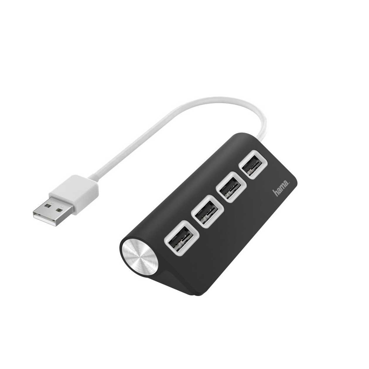 USB Hub 2.0 Hama 4 Ports, Black, USB Transfer, Up To 480Mbps, Windows 10/8/7 And Mac Os 10.8 Or Later