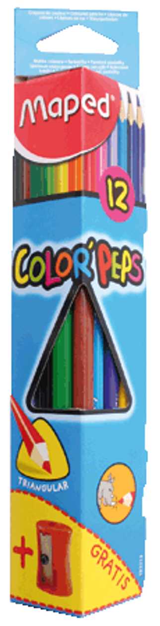 Colored Pencil Color Peps 12 Colors + Sharpener, Maped