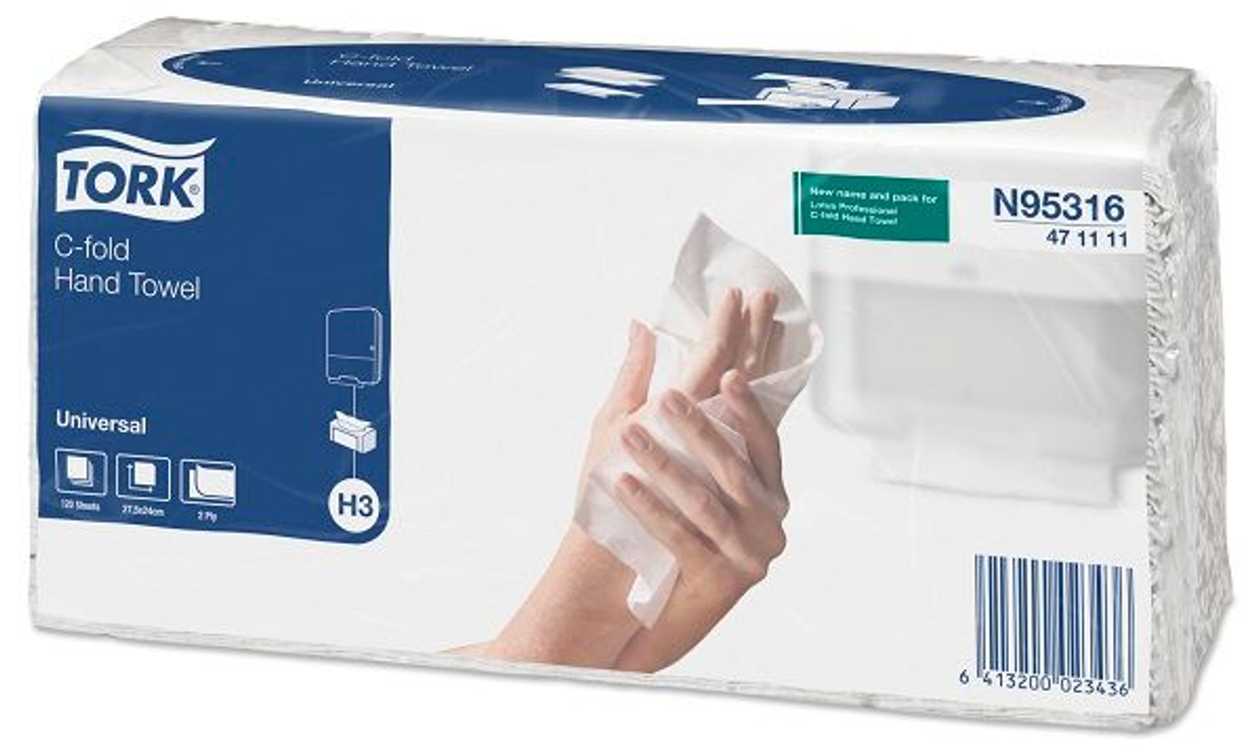 Paper Towel Tork H3 Natural C-fold 2-layer 120 Sheets/film Pack (sheet Size 24x27.5 cm)