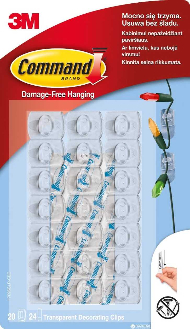 Fixing Hook Command 17026 Decorative Mini Transparent 20 pcs. In A Unit