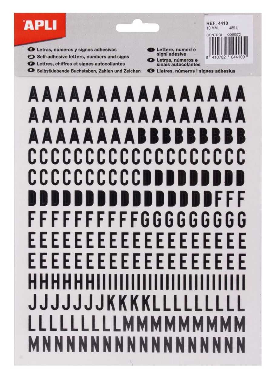Label Numbers/letters Diameter/black 10 mm, Ref. 4410 Apple