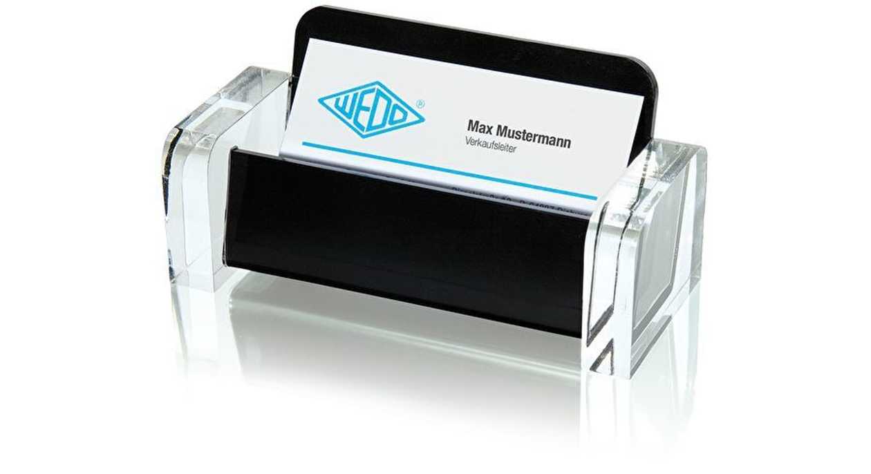 Business Card Holder Wedo Exclusiv, 115x50x55 mm, Acrylic, Transparent/black,