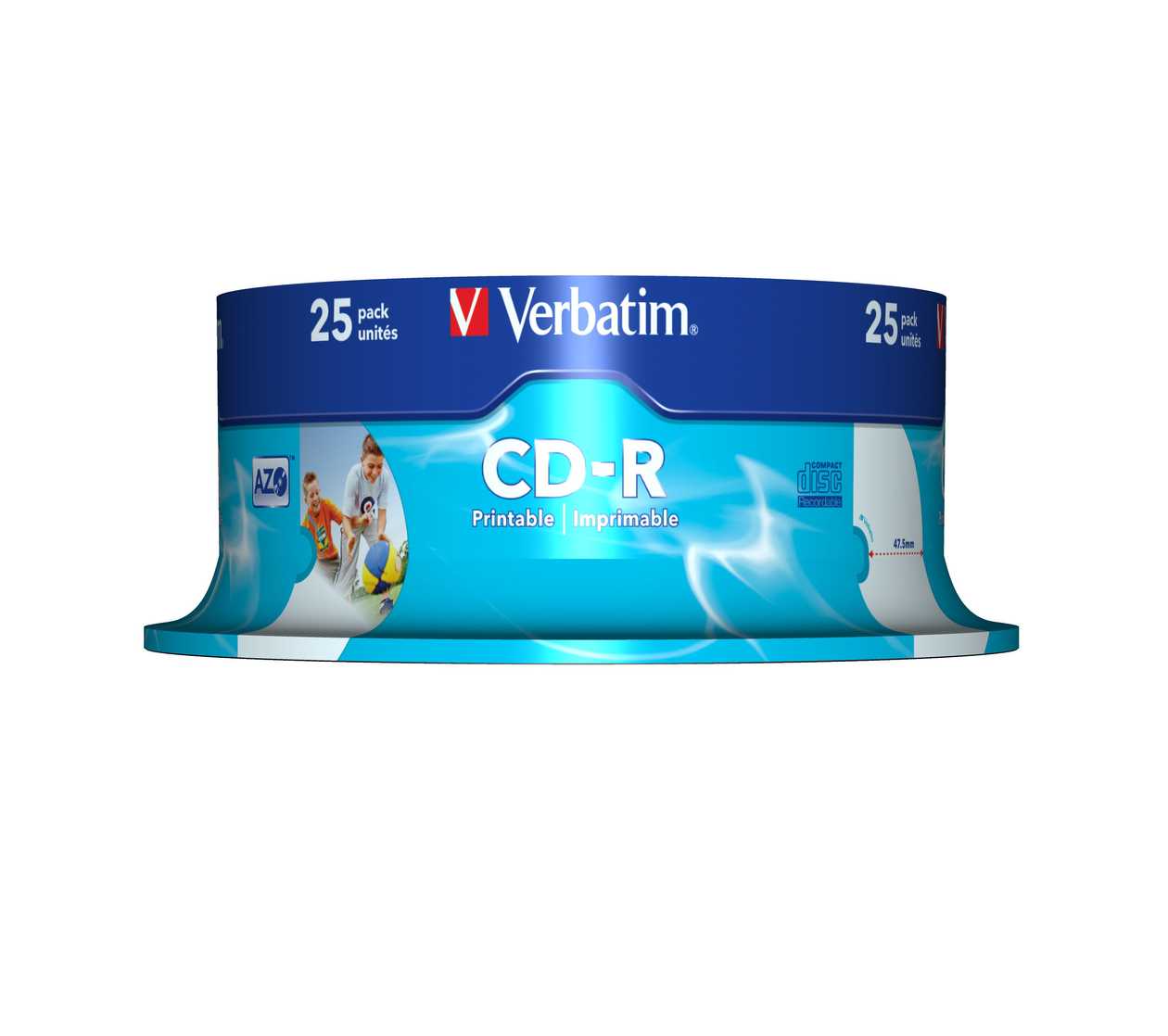 Cd-r Verbatim 700 mb 80 min 52x Cake 25 Datalifeplus, Inkjet Printable Wide, Super Azo Protection, 25 Blanks