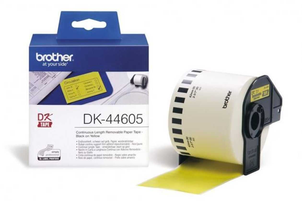 Adhesive Tape Brother Dk 44605, Easily Removable Rolling Paper Tape, 62mm, Yellow