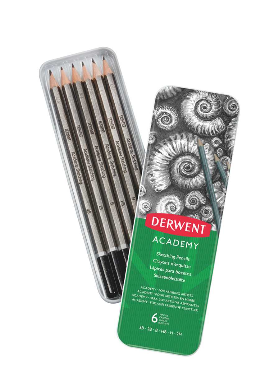 Sketch Pencil Derwent Academy 6 pcs. 3b-2h In A Metal Box