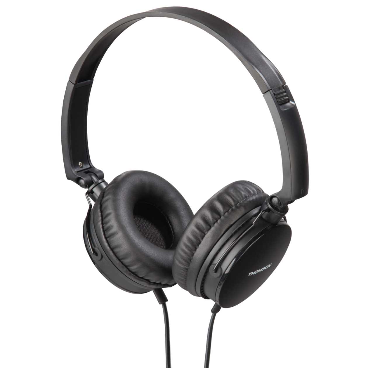 Headphones+microphone Thomson Hed2207bk Headphones, On-ear 40 mm, Black/black, 4-pin 3.5mm Stereo, Microphone On Cable, Cable 1.2m