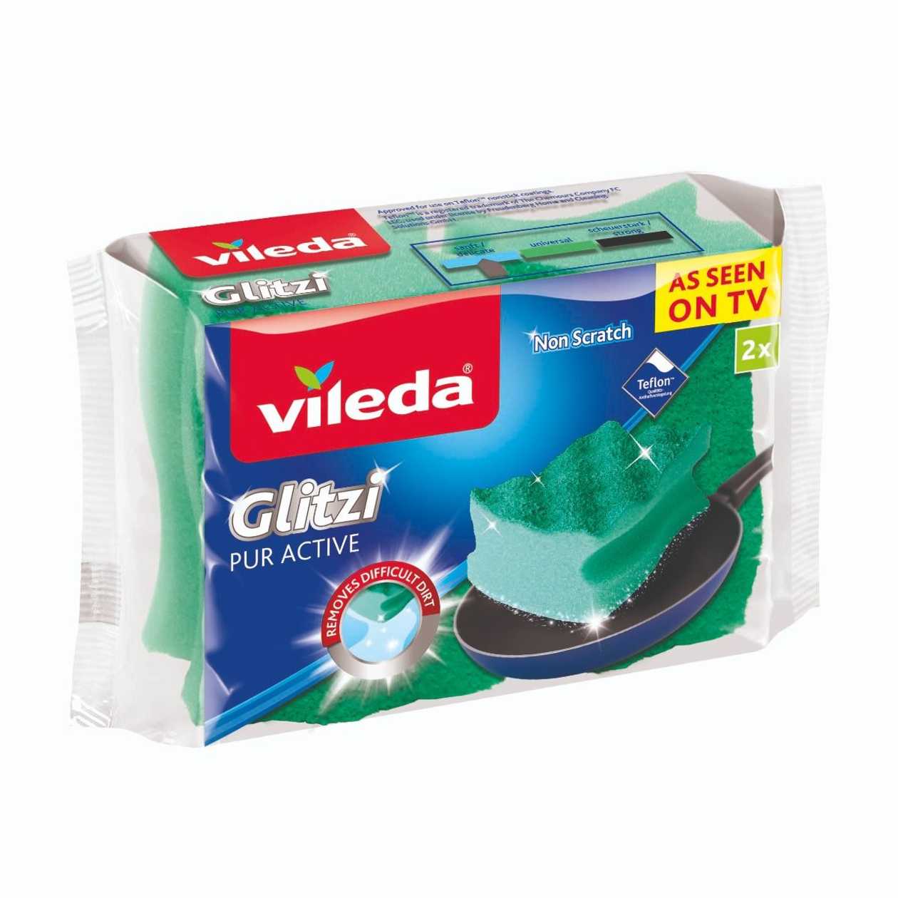 Dishwashing Pad Vileda Crooked Larger 2 pcs. Pur Active
