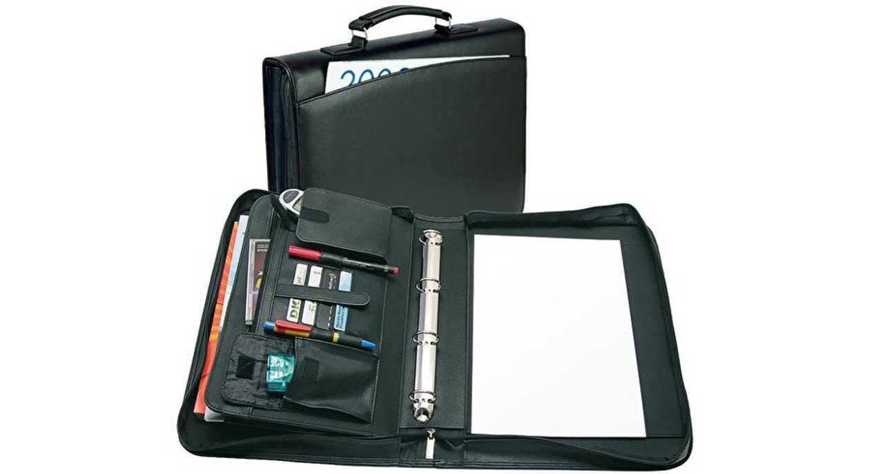 Folder with Handles A4 Wedo 35.5x6.5x32.5, with Zipper, Synthetic Leather, 4 Rings, Black