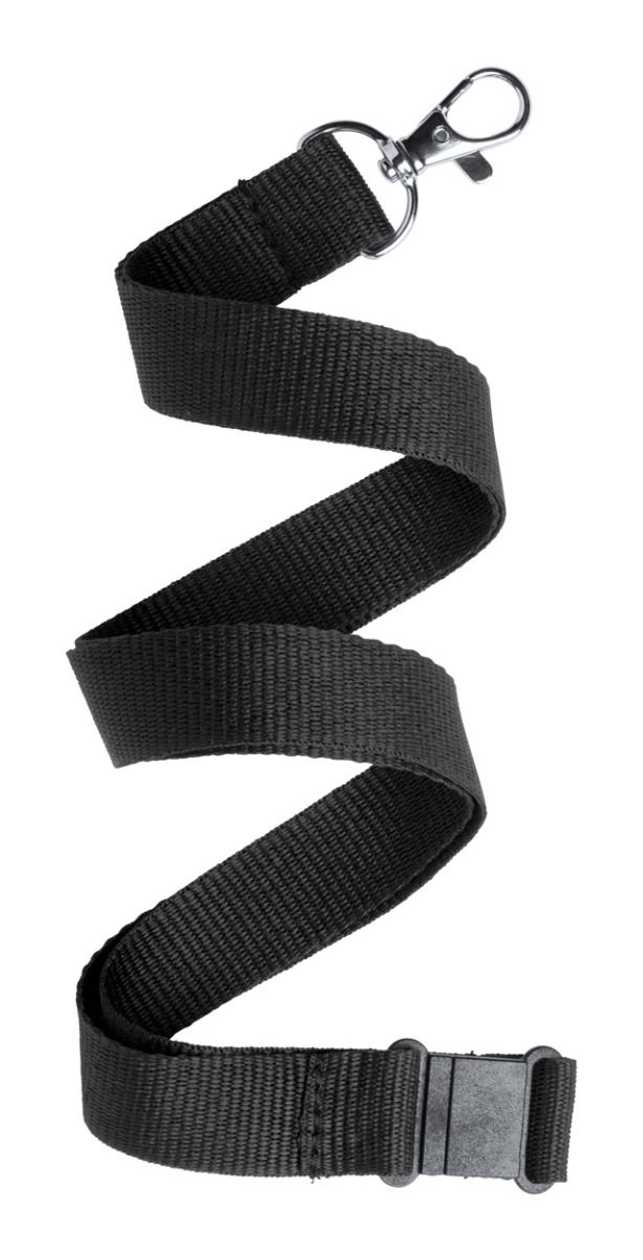 Lanyard Kappin 20X500 mm with Carabiner And Safety Catch, Black