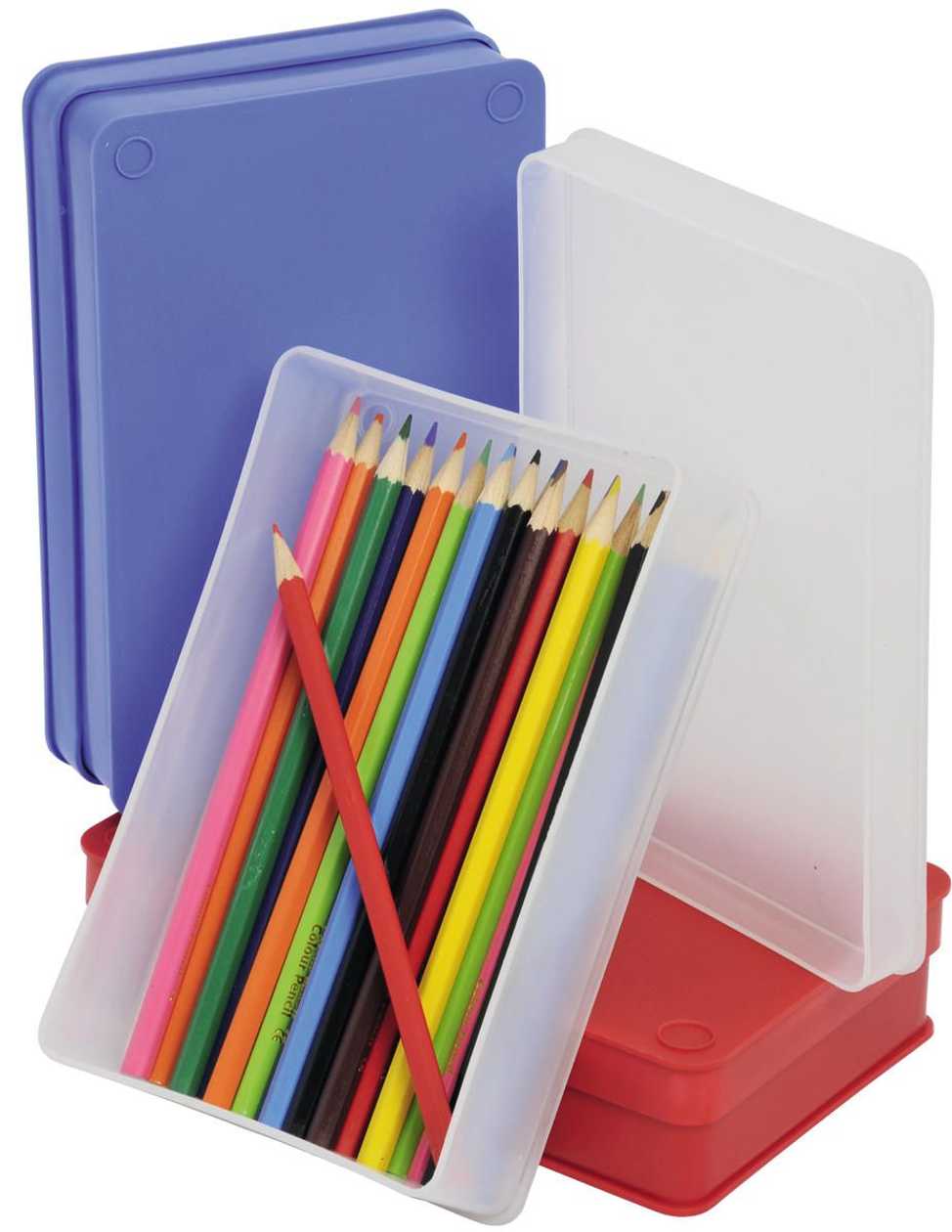 Pencil Case with Lid, 190x120x40 mm, Transparent Impact-resistant Plastic