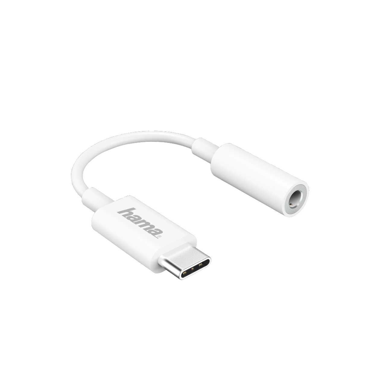 Adapter USB-C Plug - 3.5 mm 4-Pin Stereo White, Audio Headset Jack, for Connecting A Smart Device with A USB-C Jack To Headphones.