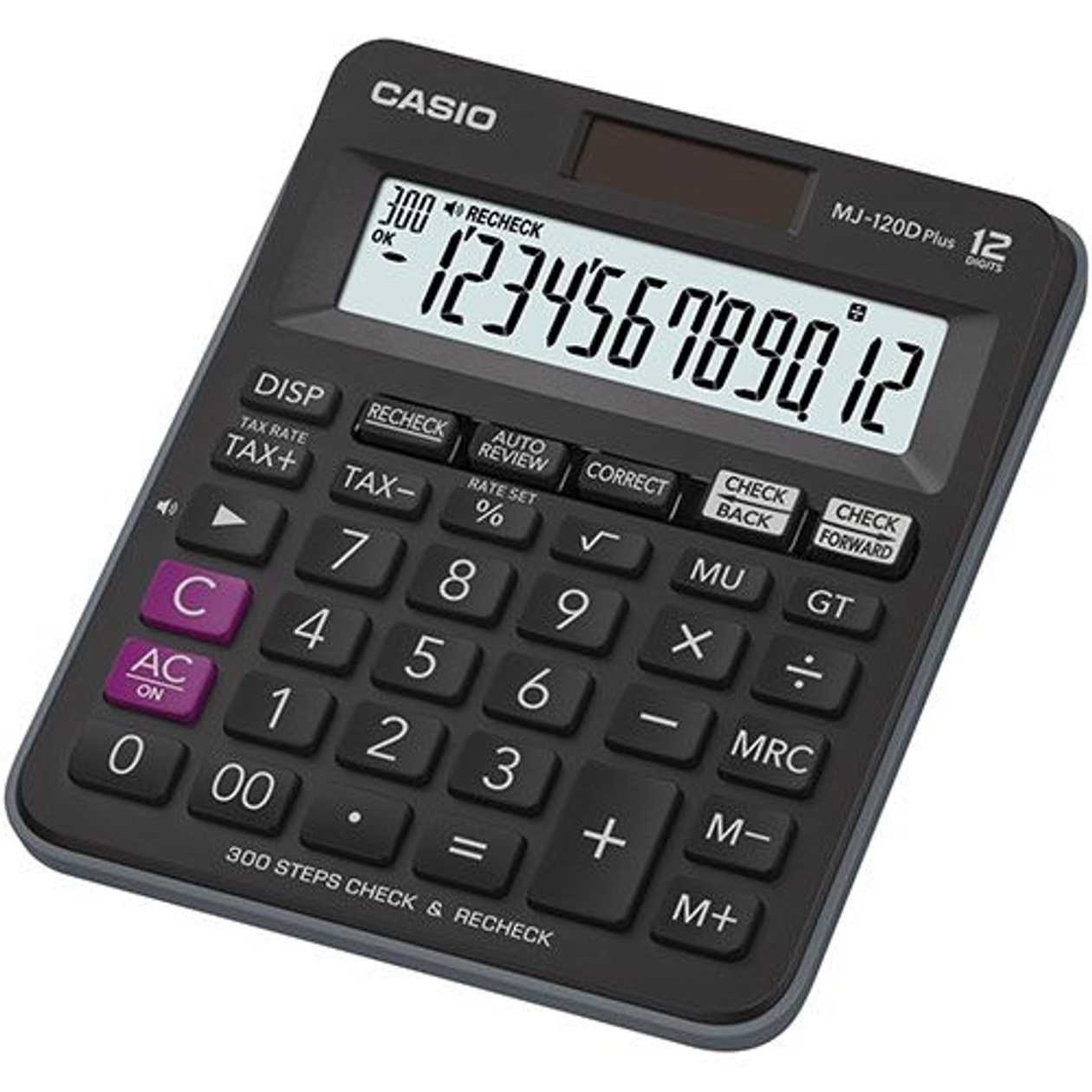 Desk Calculator Casio Mj-120d Plus Check&correct - 12 Places, Standard And Solar Battery, Standard Logic 148×126.5×28.6mm 140gr