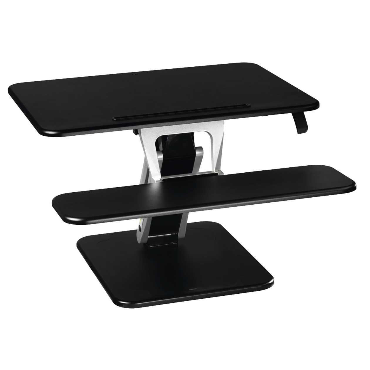 Hama Sit-Stand Desk S, Black-Silver, Height Adjustable 18-43 cm, 68X52X18 cm, Max 15 Kg