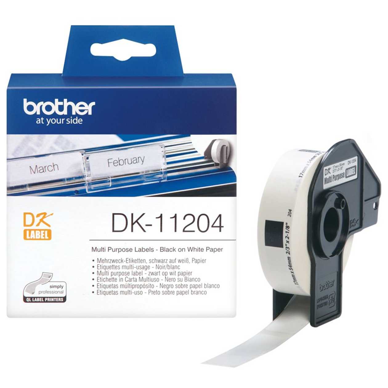 Adhesive Tape Brother Dk11204, Universal Stickers 17x54mm, 400 Stickers