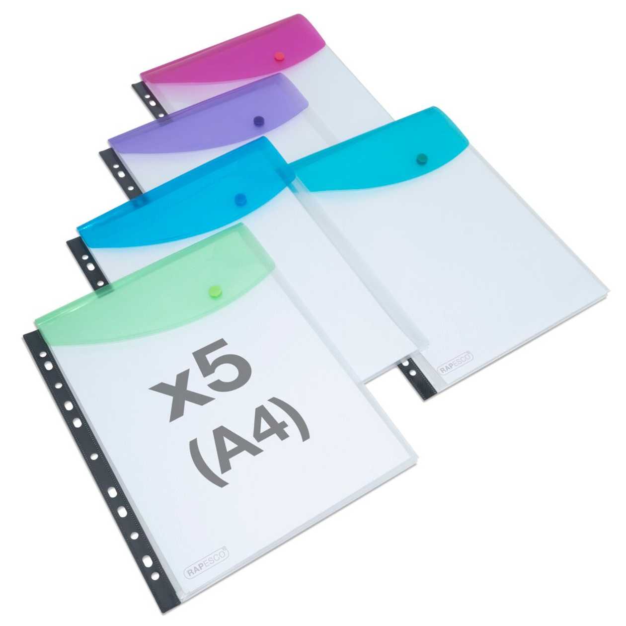 Transparent Assortment Of 5 Sheets A4, Up To 200 Sheets, 5 pcs., Rapesco