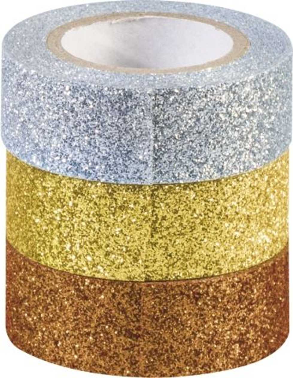 Paper Tape for Decoration Bronze, Gold, Silver 15mmx3m, 3 Rolls in a Package, Heyda