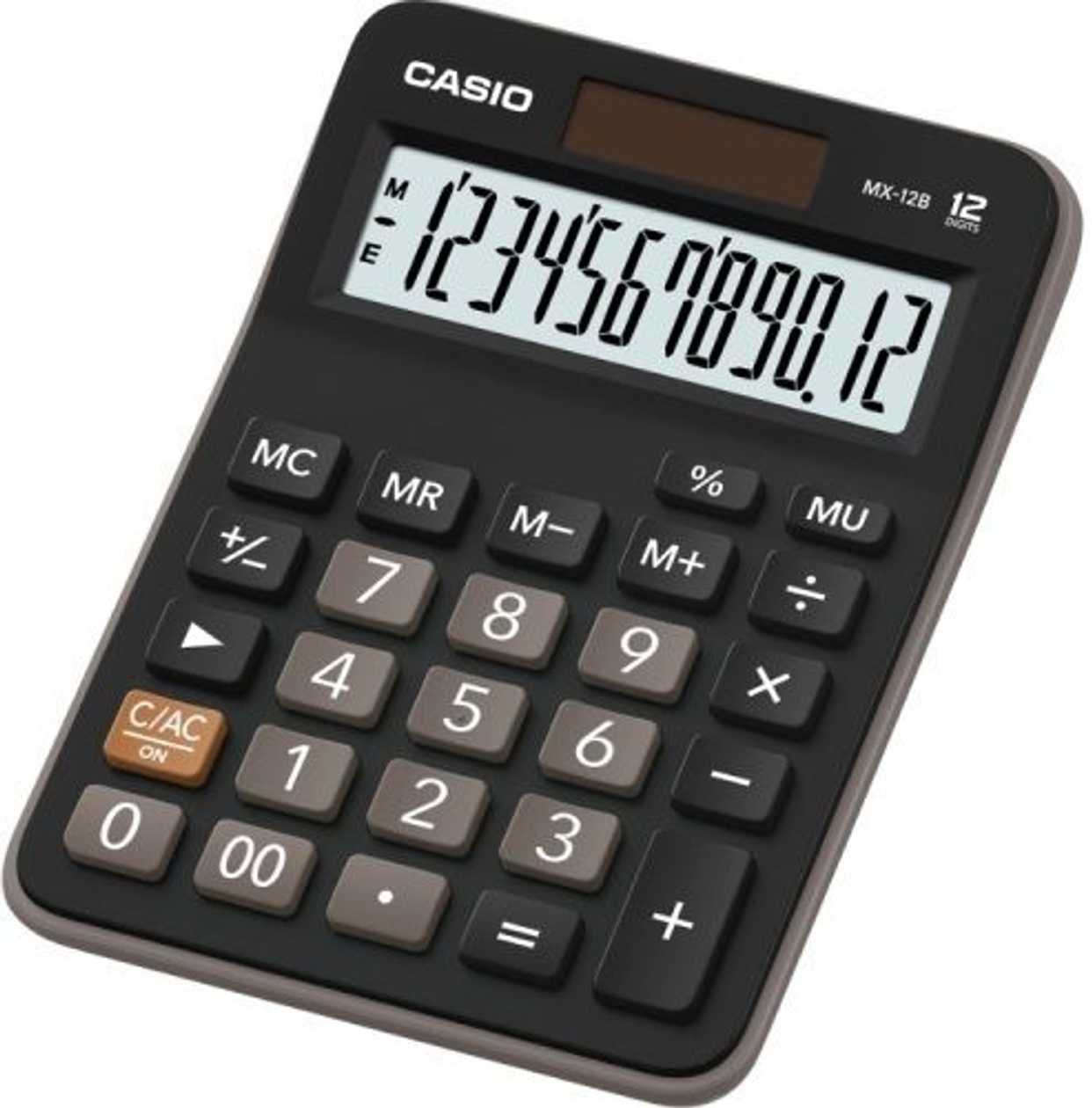 Desk Calculator Casio  mx-12b Black 12-digit, Standard And Solar Battery, Standard Logic