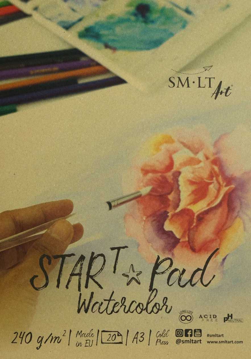 Watercolour Block A3, 20 Sheets, 240 gsm, Start Smlt