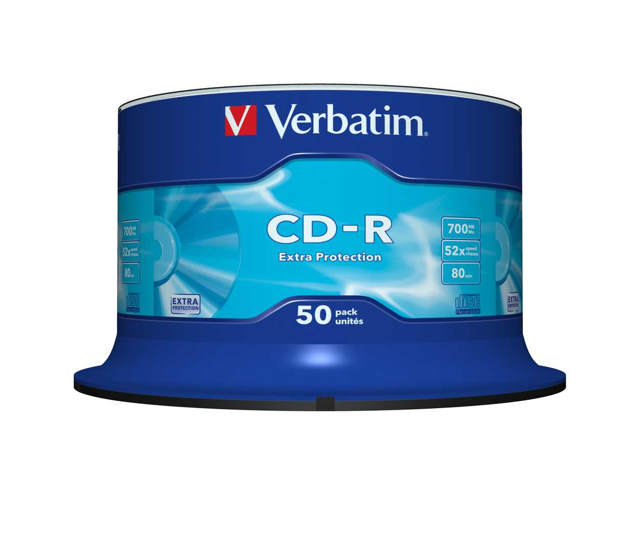 Cd-r Verbatim 700 mb 80 min 52x Cake 50 Datalife, Extra Protection, 50 Blanks In Tower