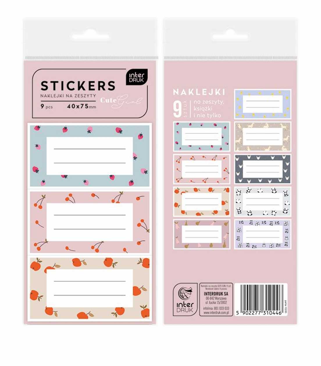 Booklet Stickers 40X75 mm Interdruk T 9 pcs.