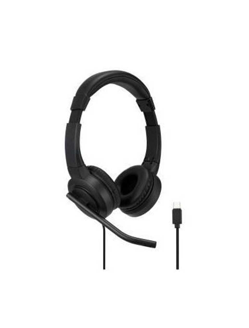 Headphones+Microphone Kensington K83450Ww H1000 USB-C On-Ear Headset, Black, Audio Control From Cable, Cable 1.8M