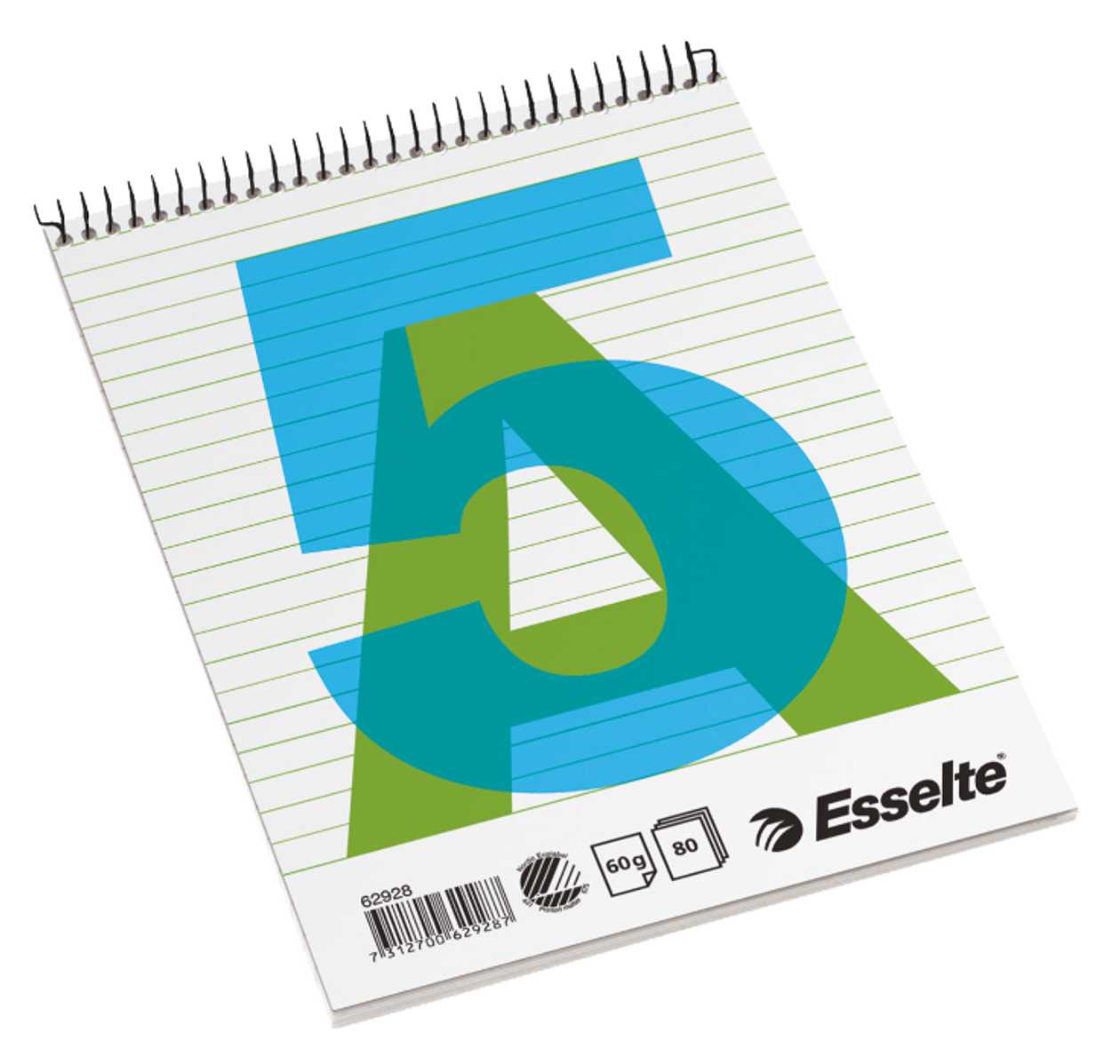Writing Pad A5 80 l. Line Spiral Binding Above, Esselte
