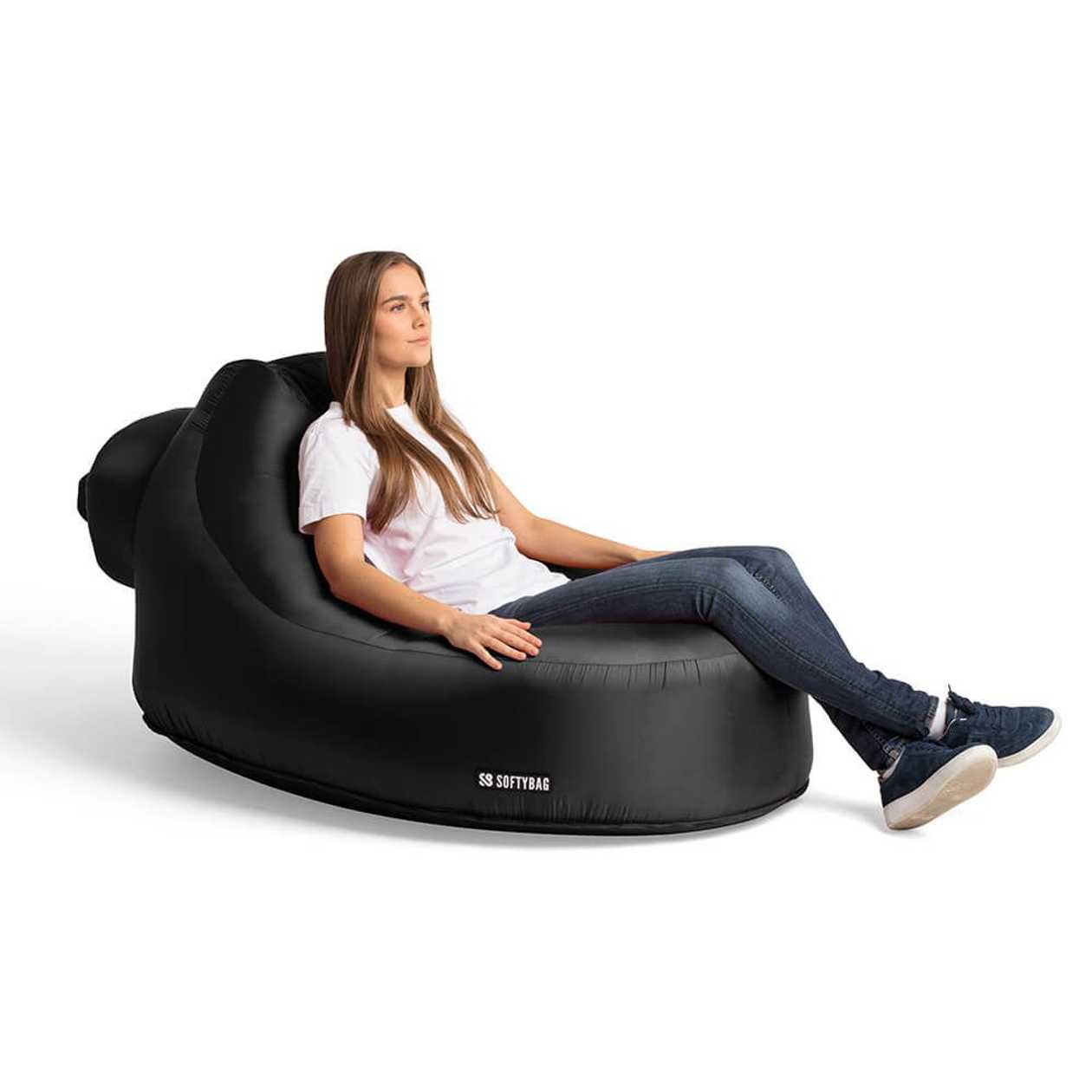 Bag Chair Softybag Chair Midnight Black Air-Fillable