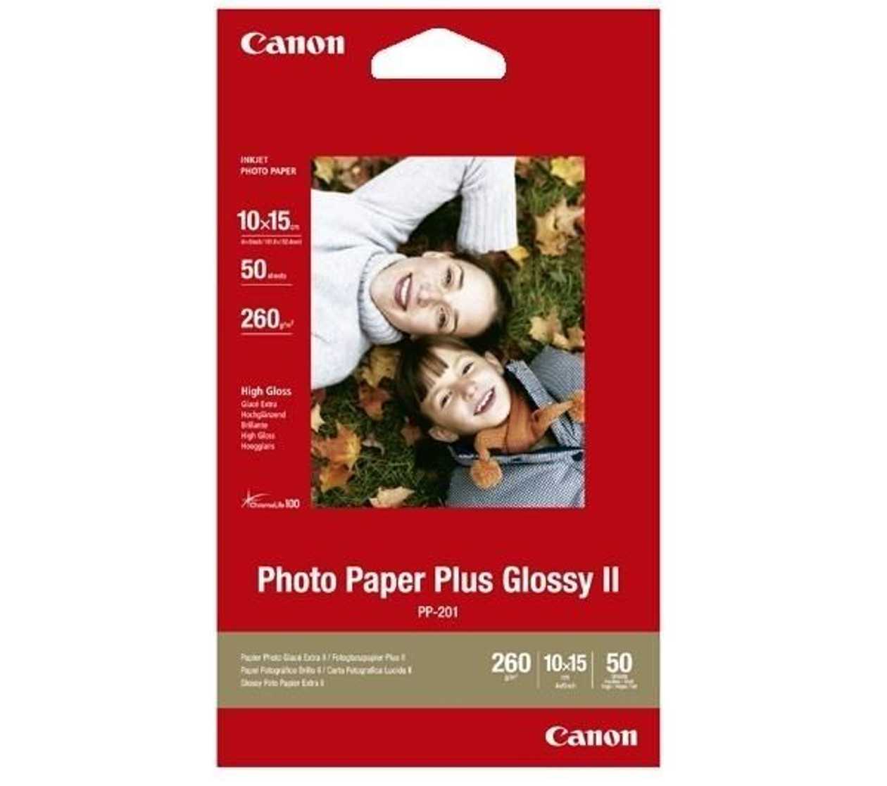 Paper Canon Pp-201 10x15 cm 50 l 265 gr/m2 High gloss, Photo Paper Plus Ii glossy
