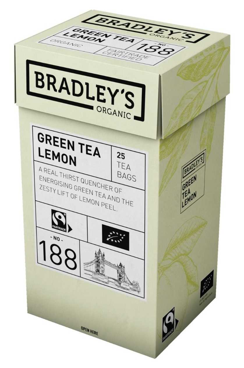 Bradley's Organic green Tea with Lemon 1.5 g* 25 pcs./p kg.