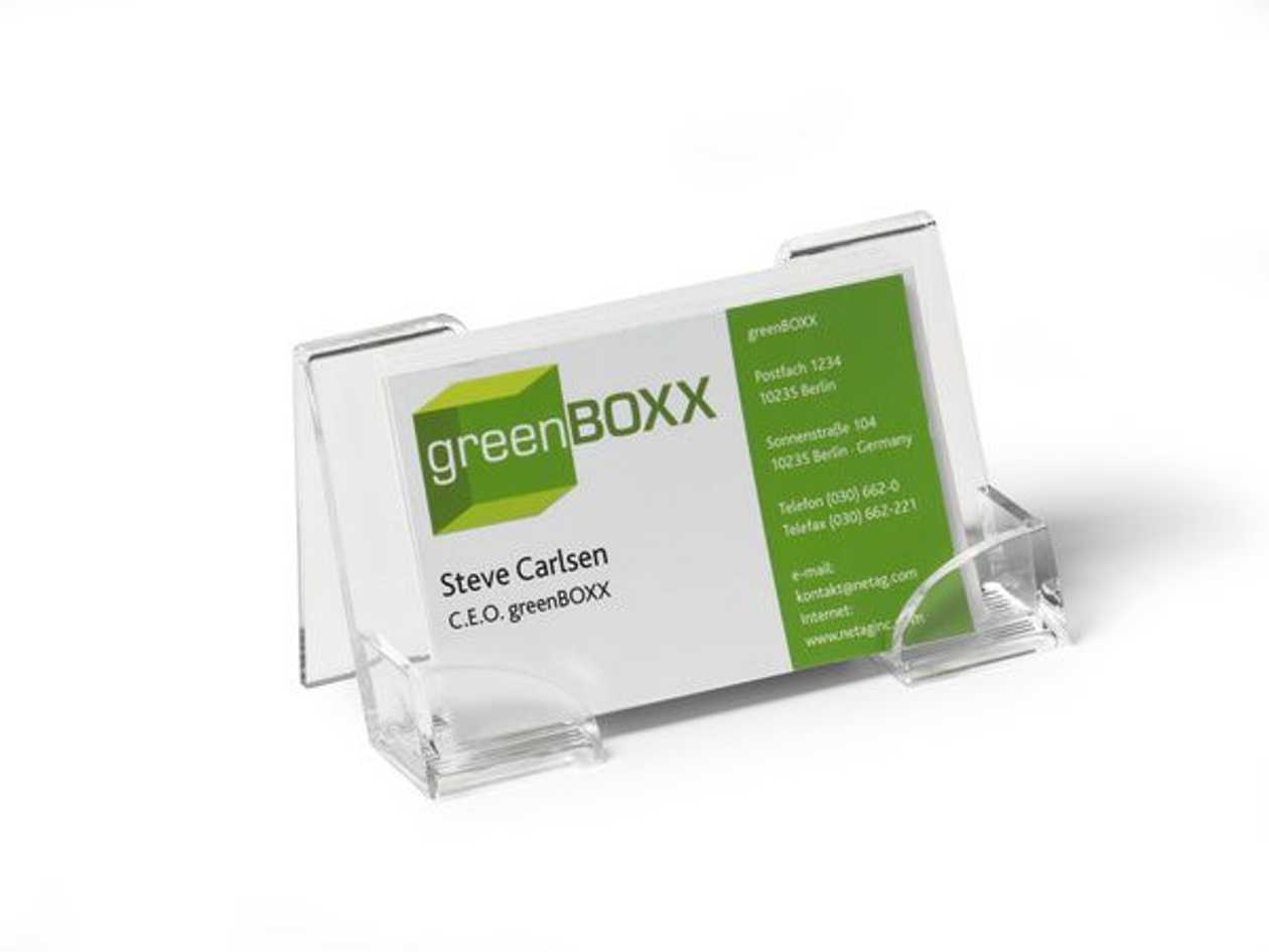 Business Card Holder For Table Durable 2414, Holds 50 Cards, Width 100 mm, Acrylic