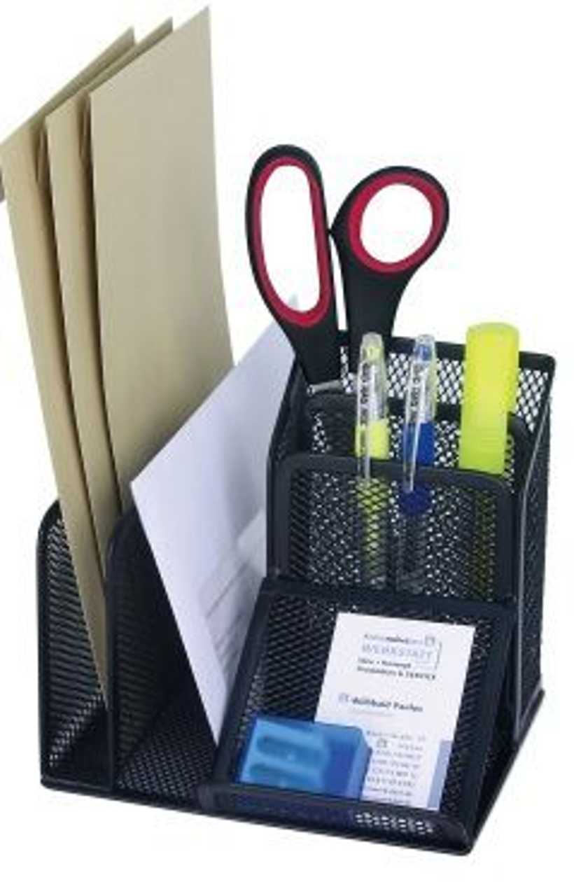 Stationery Stand Wedo office 15.8x14.5x13.5 cm, Black Metal Mesh