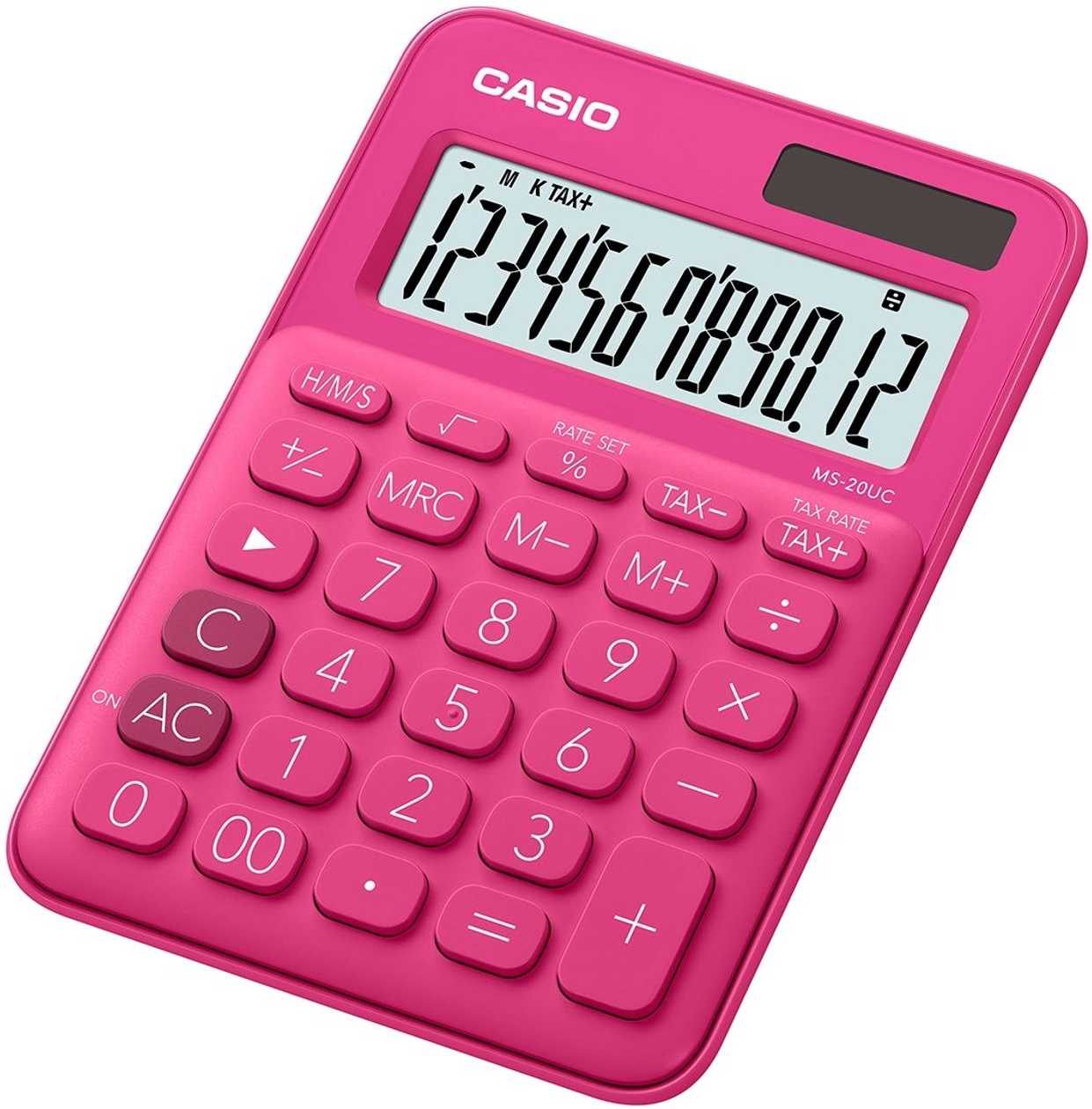 Desktop Calculator Casio Ms-20Uc-Red - 12 Positions, Standard And Solar Battery, 110 g, 23X106X150 mm, Casio Logic Logic