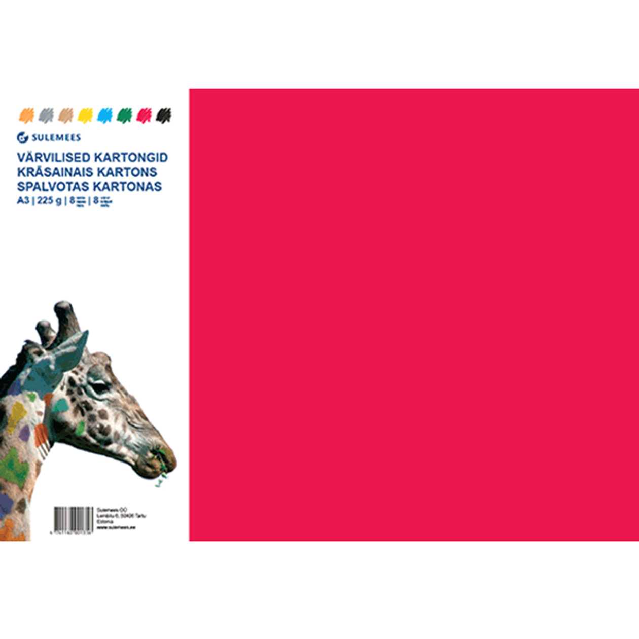 Colored Cardboard A3 In A Pack of 8 Sheets, 225 g