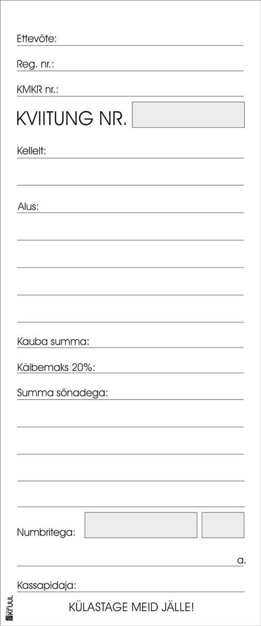 Receipt A7 Self-copying Book (100 Pages), Kruul