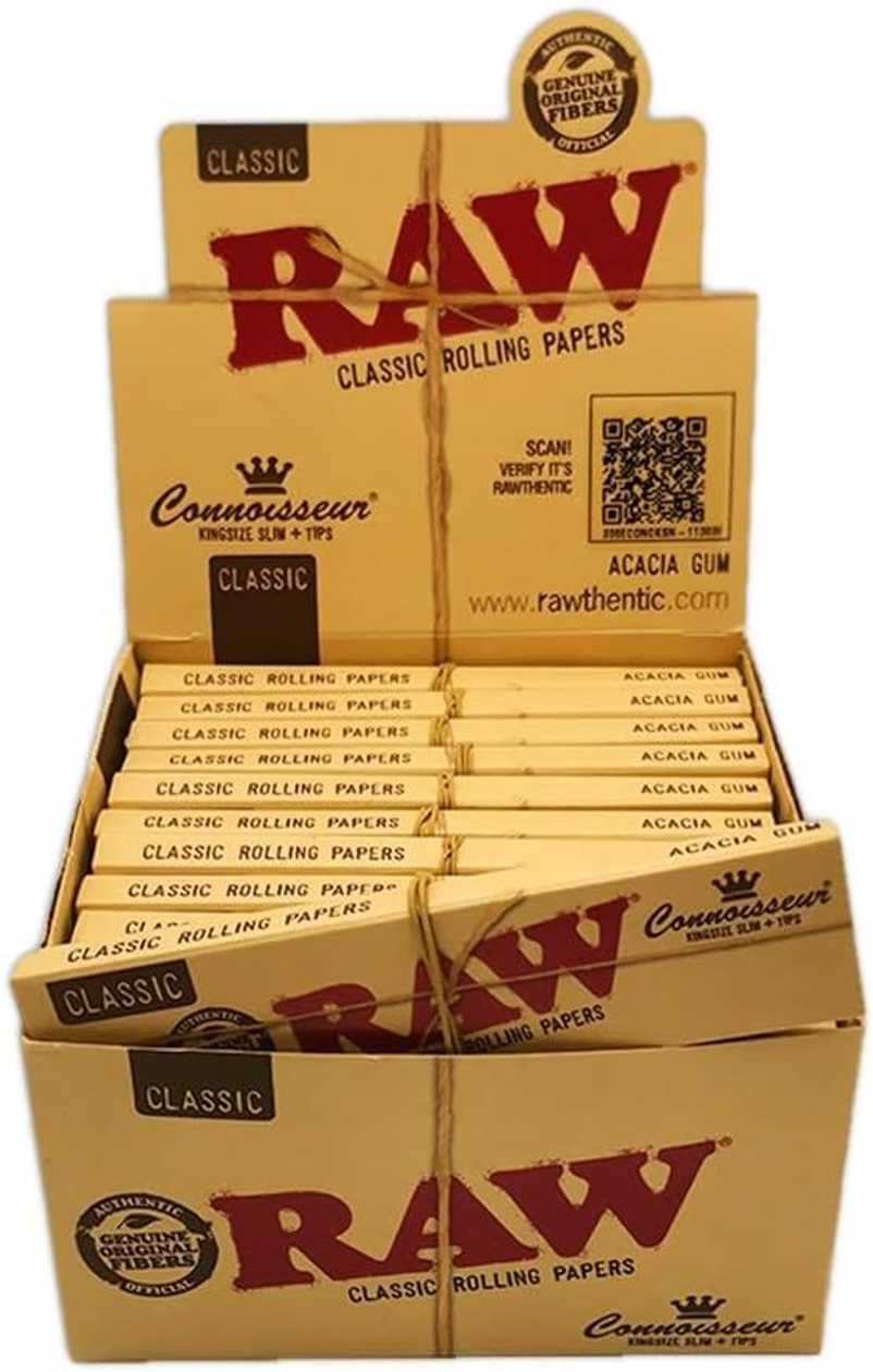 RAW CONNOISSEUR KING SIZE ROLLING PAPERS CLASSIC SLIM +TIPS