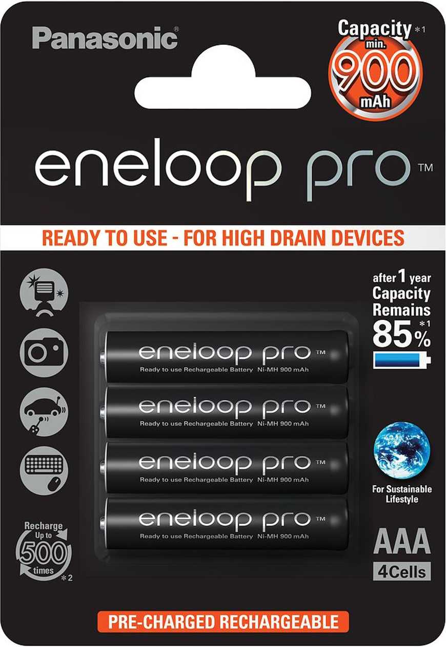 Batteries Panasonic Eneloop Pro Aaa Hr03 930 mah Nimh 4bp, 1.2v 4 Batteries For Devices With High Current Consumption