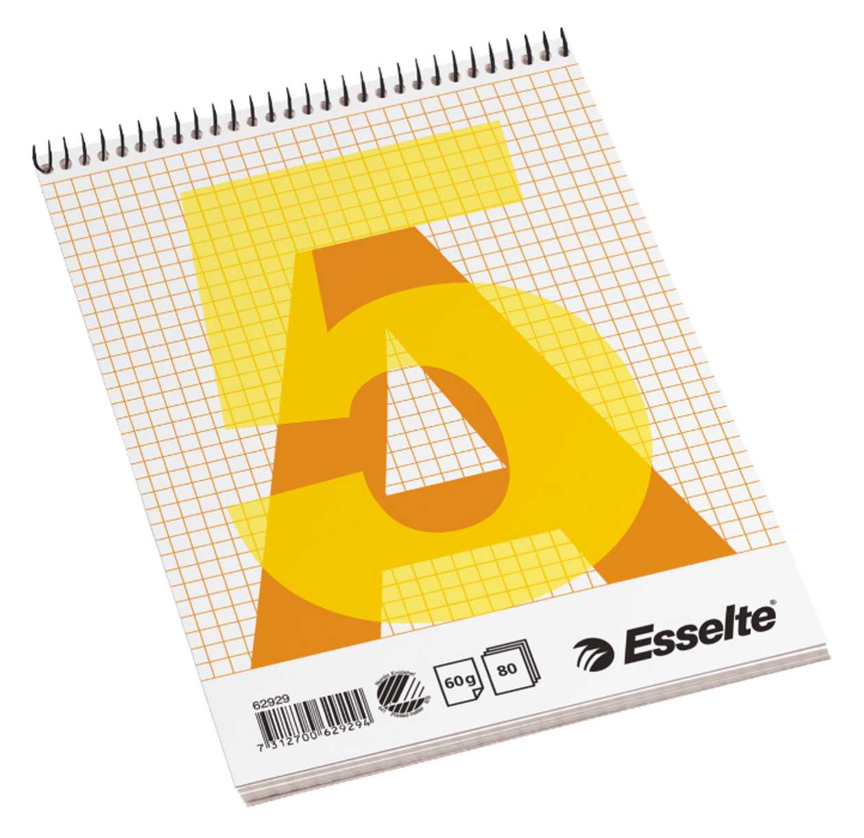 Writing Pad A5 80 l. 5x5 Square Spiral Binding Above, Esselte