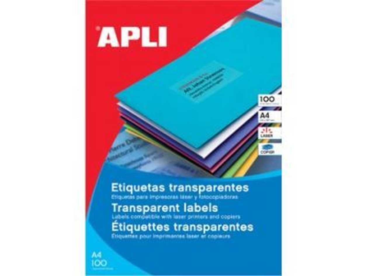 Label Apli 210x297 Ref.1225, Transparent Polyester In A Pack of 20 Sheets, Weatherproof