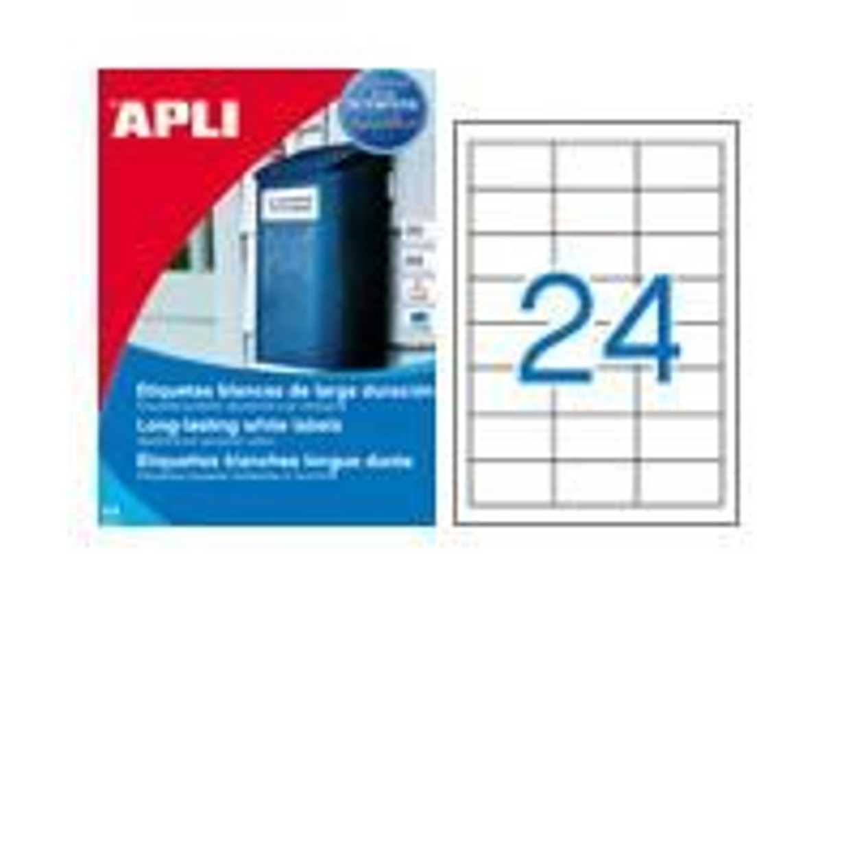 Label Apli 64.6x33.8 Ref.1226, White Polyester, 20 Sheets In A Pack, Weatherproof