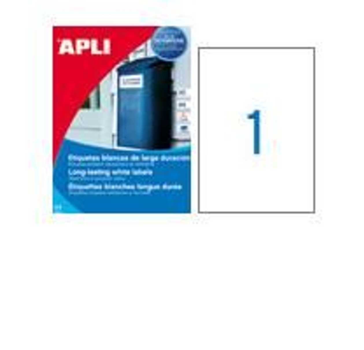 Label Apli 210x297 Ref.1228 White Polyester, 20 Sheets In A Pack, Weatherproof
