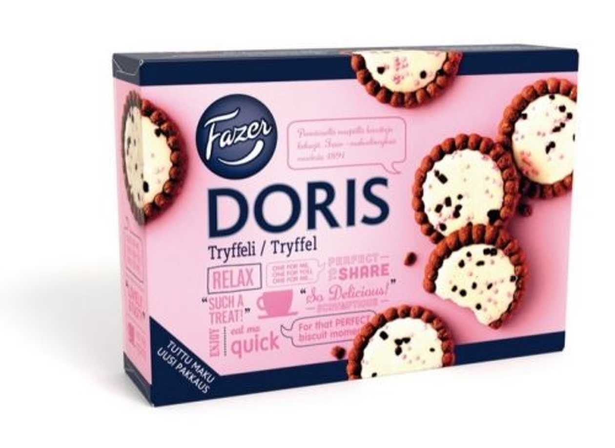 Baked Lu Doris Cocoa Cookies with Truffle Filling 250 g Fazer